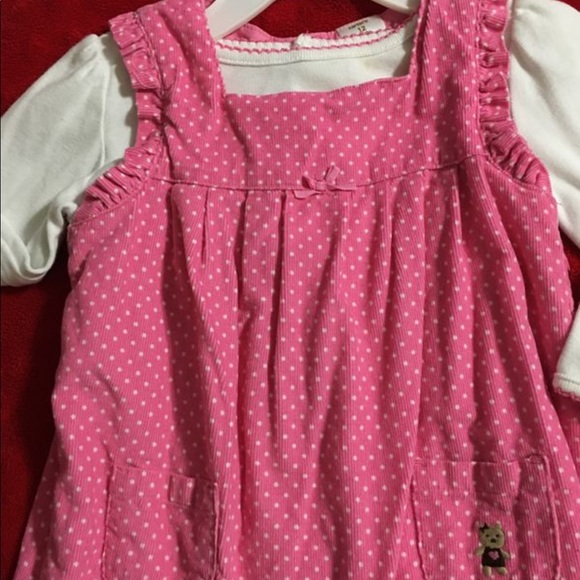Carter’s pink and white polkadot corduroy overalls - Picture 3 of 7